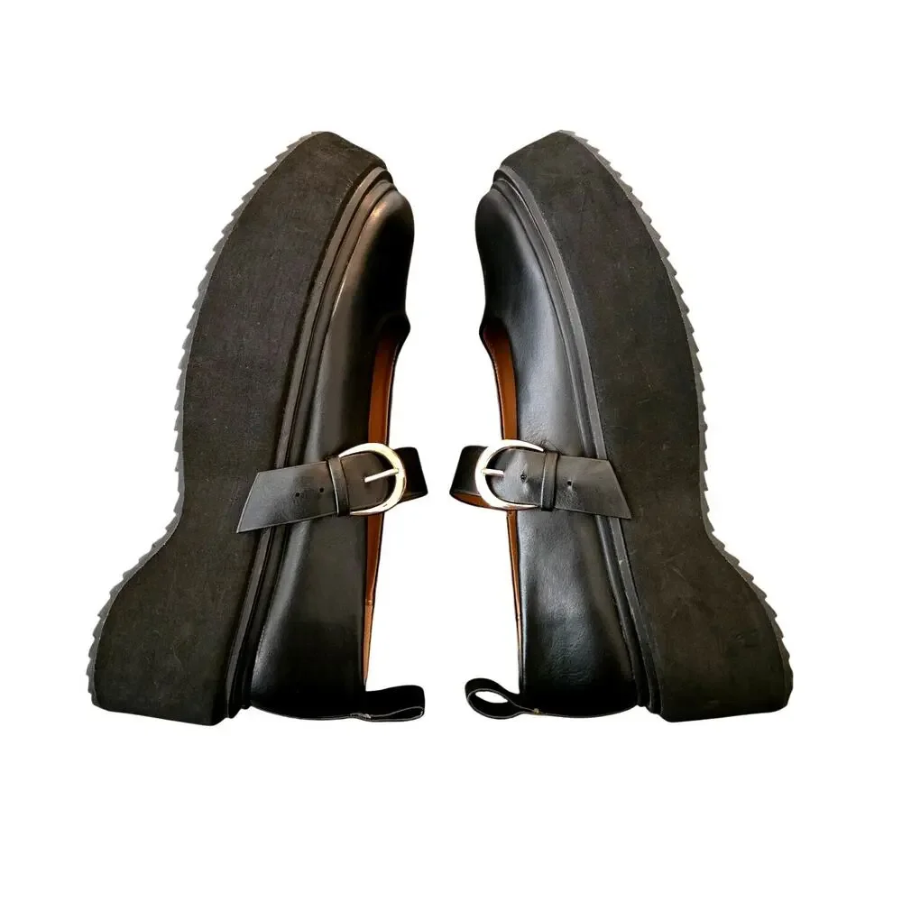 Edgy Dark Academia Chunky Platform Mary Jane Black 37/7 Buckle Soft Goth Zara